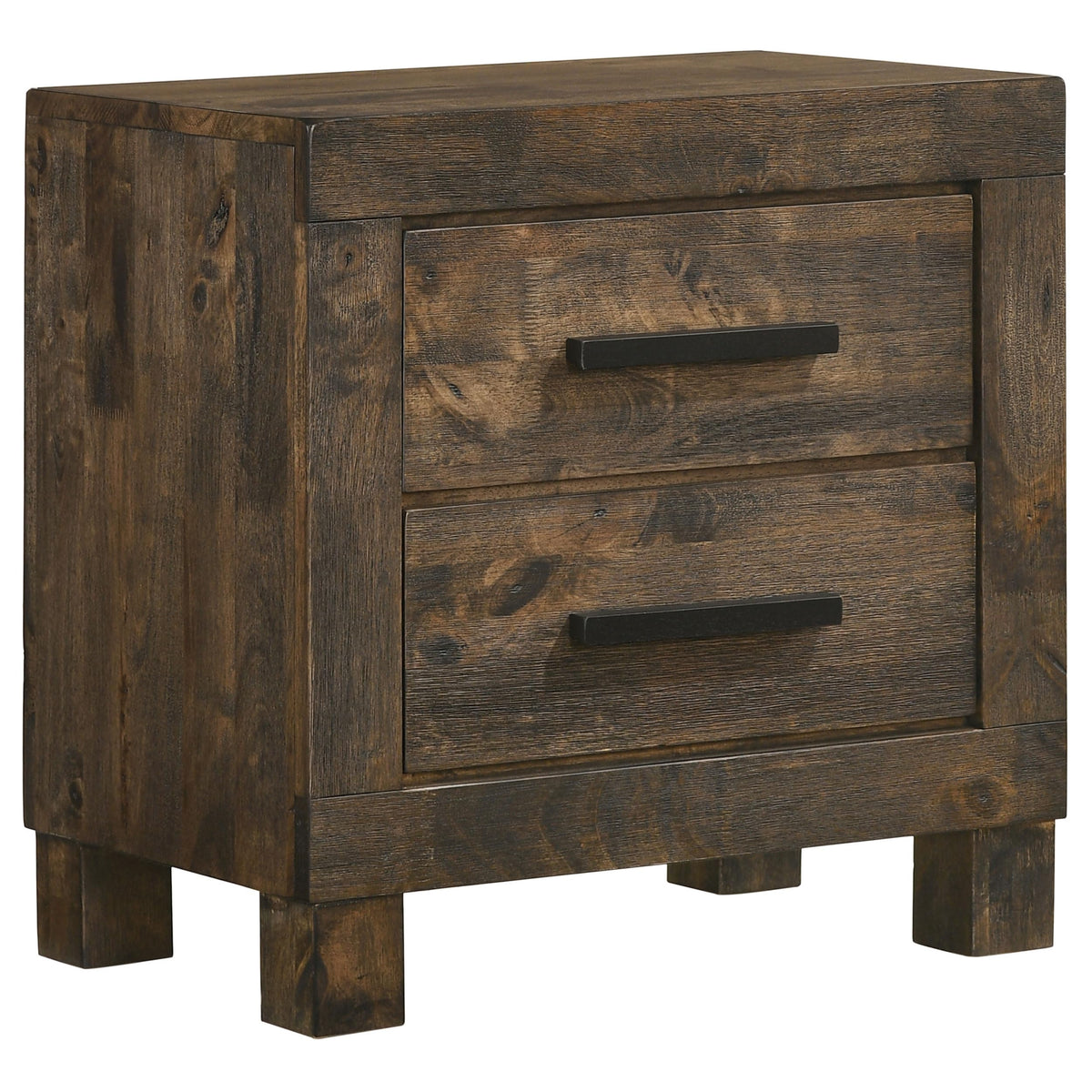 Coaster Home Furnishings Woodmont Farmhouse Engineered Wood 2-Drawer Bedroom Nightstand Bedside Table Organizer Unit Rustic Golden Brown 222632