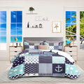 Nautical Bedding Queen Size Coastal Quilt With 2 Shams, Coastal Bedding Beach Comforter Sets Ocean Bedspreads Coverlet Summer Be