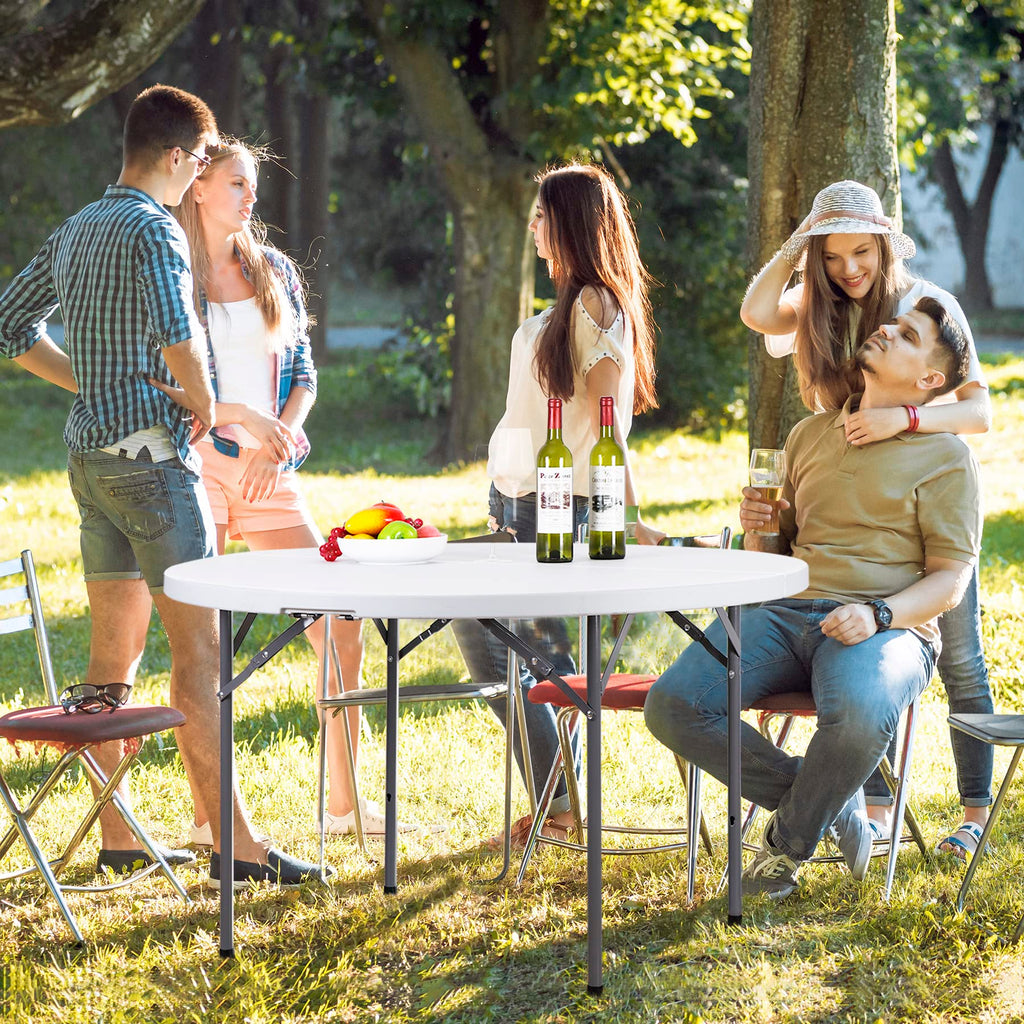 Zenstyle Folding Table, Indoor Outdoor Portable Plastic Dining Card Table Utility Table For Camping Dining Event Party, White (Round, 48'X48')