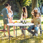 Zenstyle Folding Table, Indoor Outdoor Portable Plastic Dining Card Table Utility Table For Camping Dining Event Party, White (Round, 48'X48')