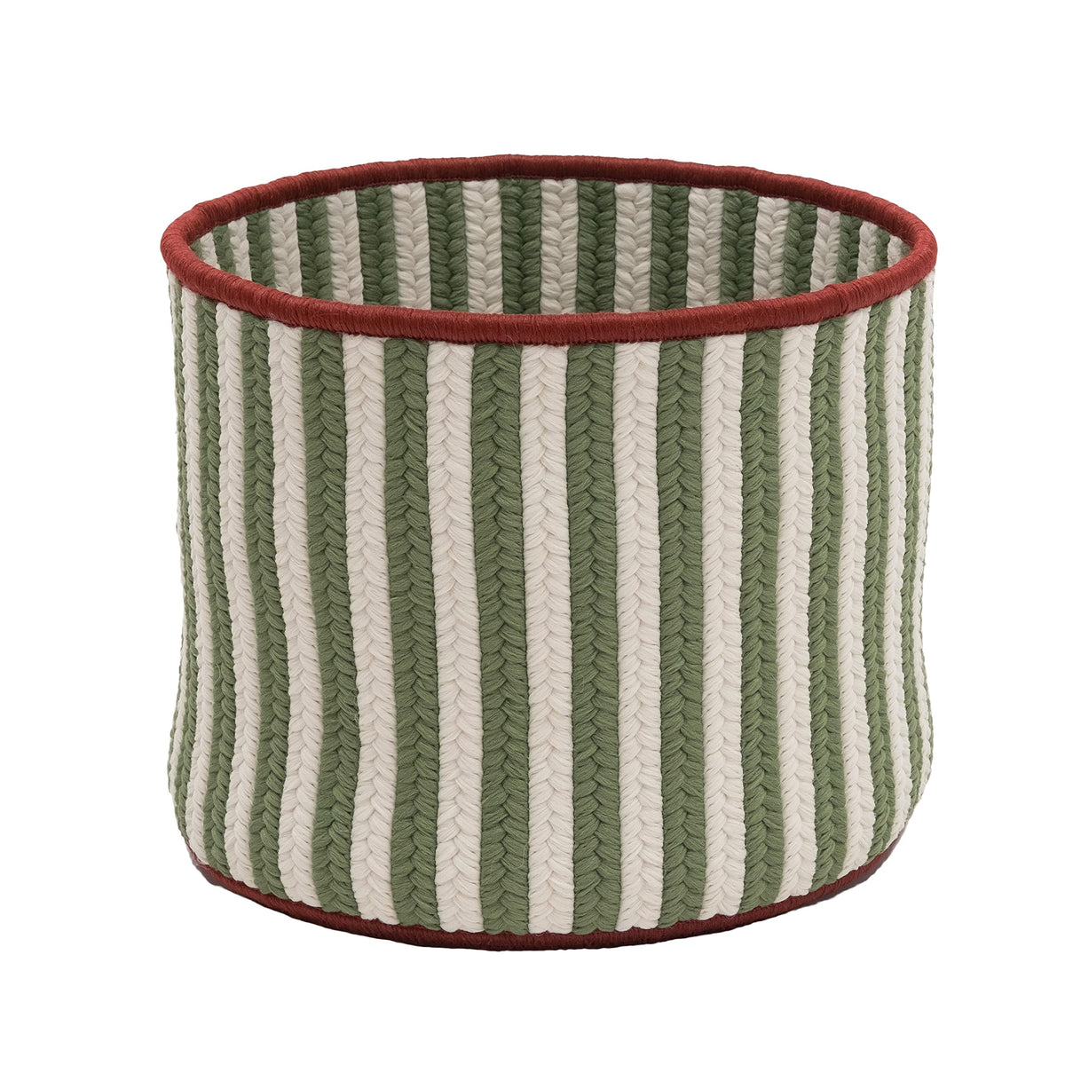 Colonial Mills Comet Stripe Christmas Decorative Braided Basket, 14&Quot;X14&Quot;X12&Quot;, Green Multi