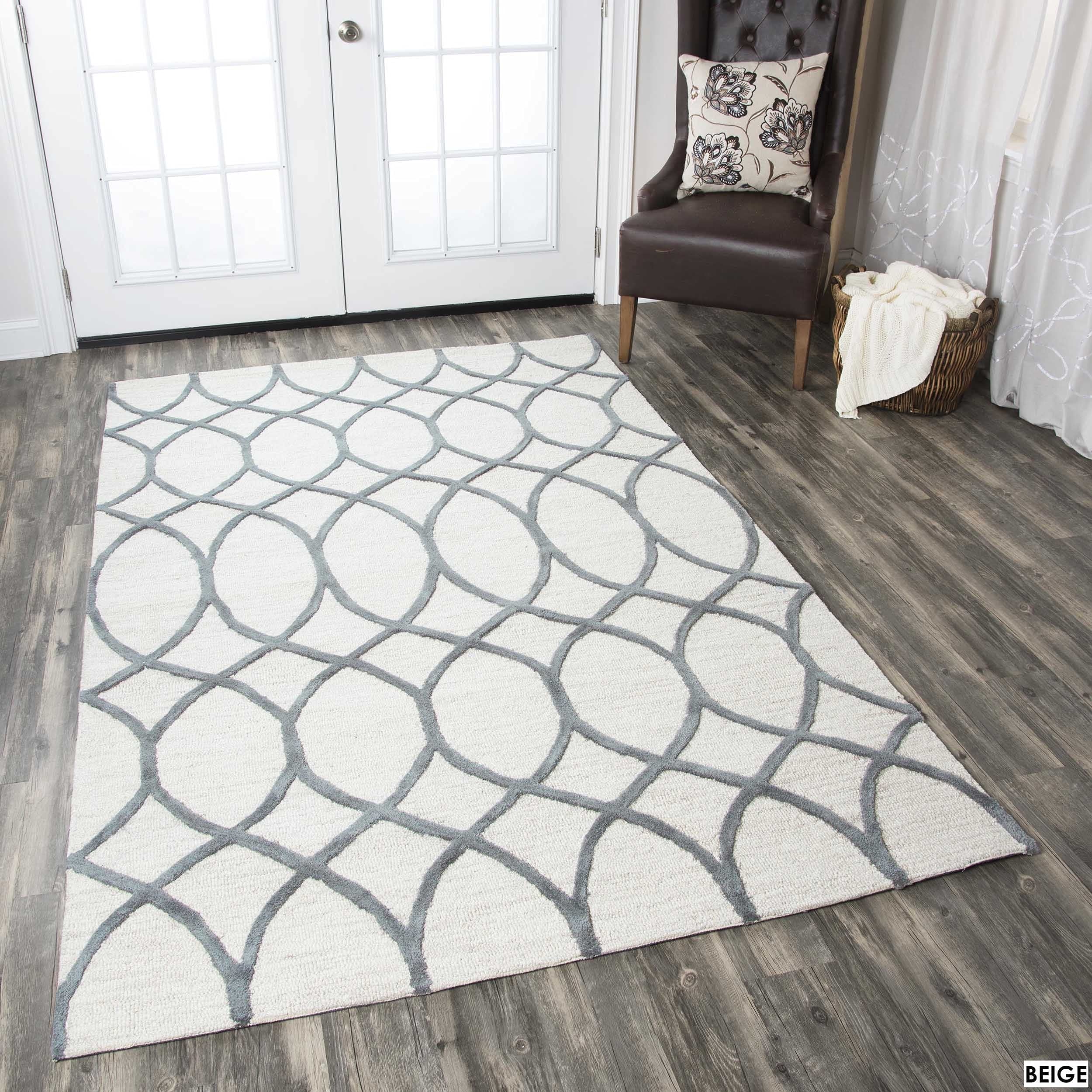 Rizzy Home Alora Decor Berlin 2'6" X 8' Trellis Beige/Gray/Rust/Blue Hand-Tufted Area Rug