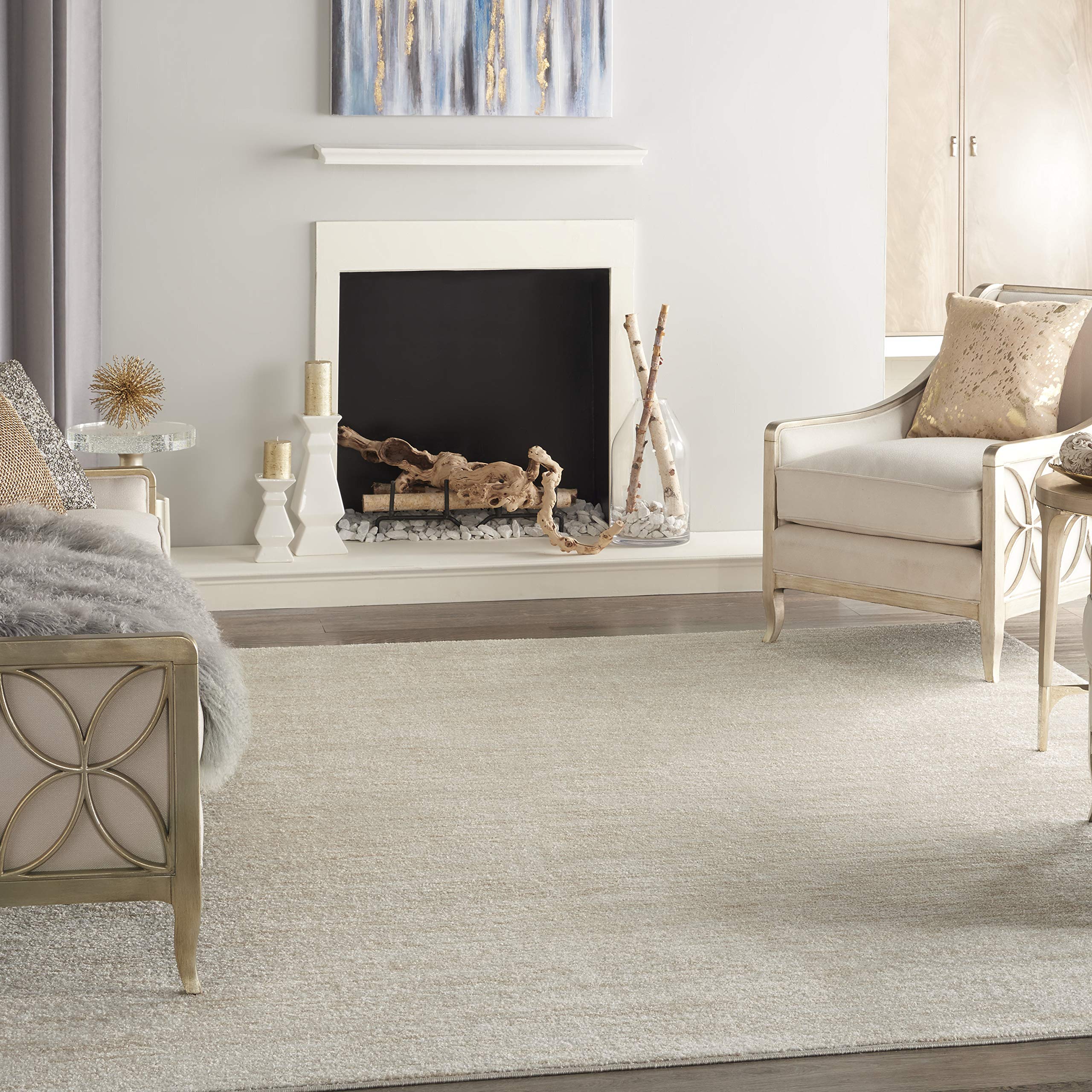 Nourison Essentials Indoor/Outdoor Ivory Beige 7' X 10' Area-Rug,Easy-Cleaning, Non Shedding, Bed Room, Living Room, Dining Room