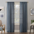 No. 918 Amalfi Linen Blend Textured Sheer Rod Pocket Curtain Panel, 54 x 84, Denim
