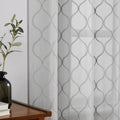 Bujasso Grey Sheer Curtains 63 Inch 2 Panels Embroidered Geometric Light Filtering Window Curtains For Living Room Bedroom Moder