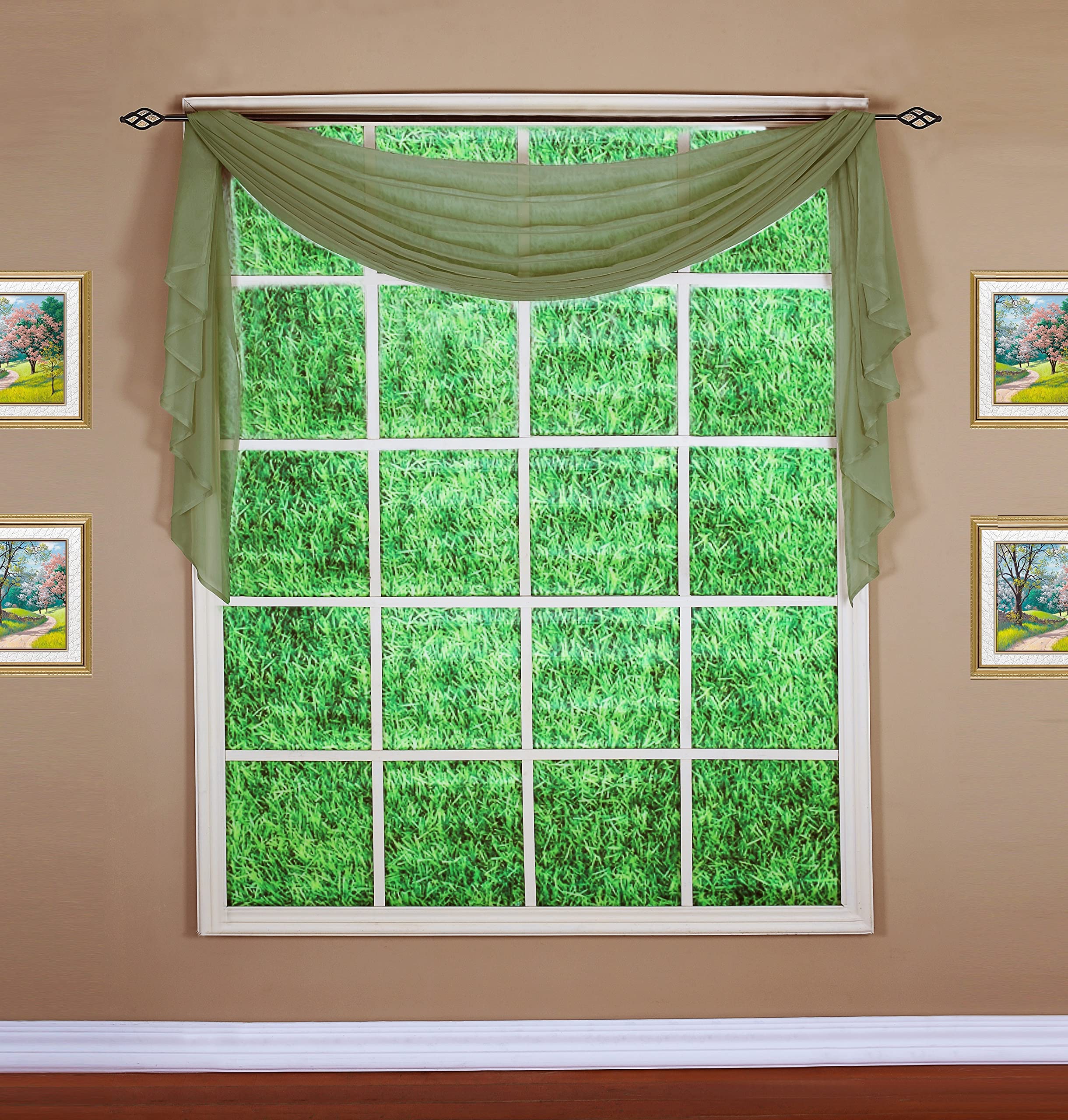 Today'S Curtain Emelia Original Voile Scarf 144', Dusty Leaf, 45' W X 144' L