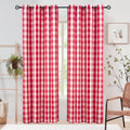 Jubilantex Buffalo Check Semi Sheer Curtain Panels Red White Gingham Curtains Farmhouse Grommet Window Drapes For Living Room Be
