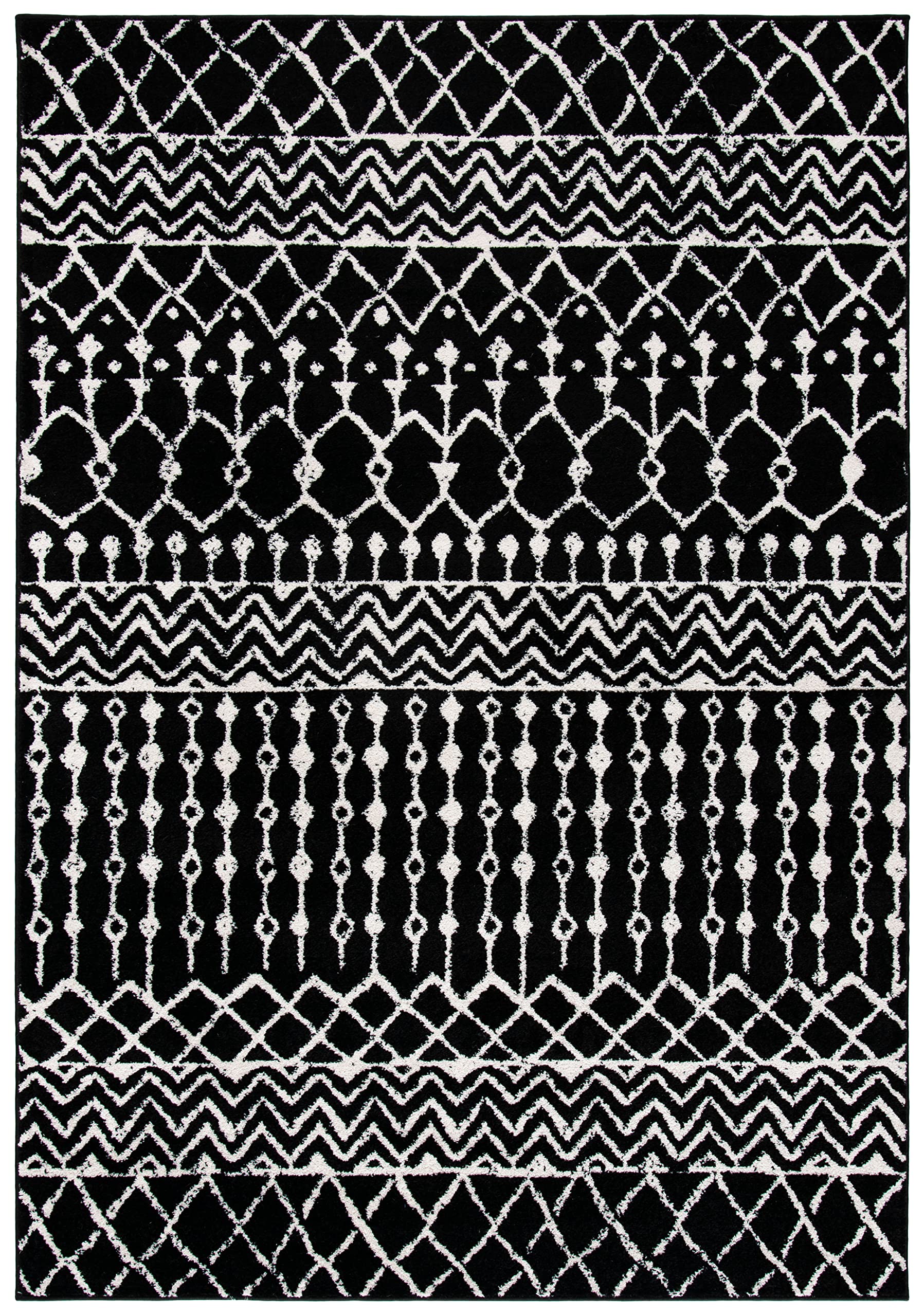SAFAVIEH Tulum Collection Accent Rug - 2 x 3, Black & Ivory, Moroccan Boho Distressed Design, Non-Shedding & Easy Care, Ideal 