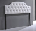 Baxton Studio Morris Modern and Contemporary Queen Size White Faux Leather Upholstered Button-Tufted Scalloped Headboard