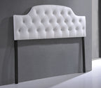 Baxton Studio Morris Modern and Contemporary Queen Size White Faux Leather Upholstered Button-Tufted Scalloped Headboard