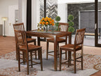 East West Furniture YAVN5-MAH-W 5 Piece Counter Height Dining Set Includes a Rectangle Dinette Table and 4 Kitchen Dining Chairs, 30x48 Inch, Mahogany