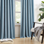 Dualife Dusty Stone Blue Blackout Curtains 90 Inch Long 2 Panels Set Pinch Pleat Drapes For Living Room Boys Bedroom Thermal Ins