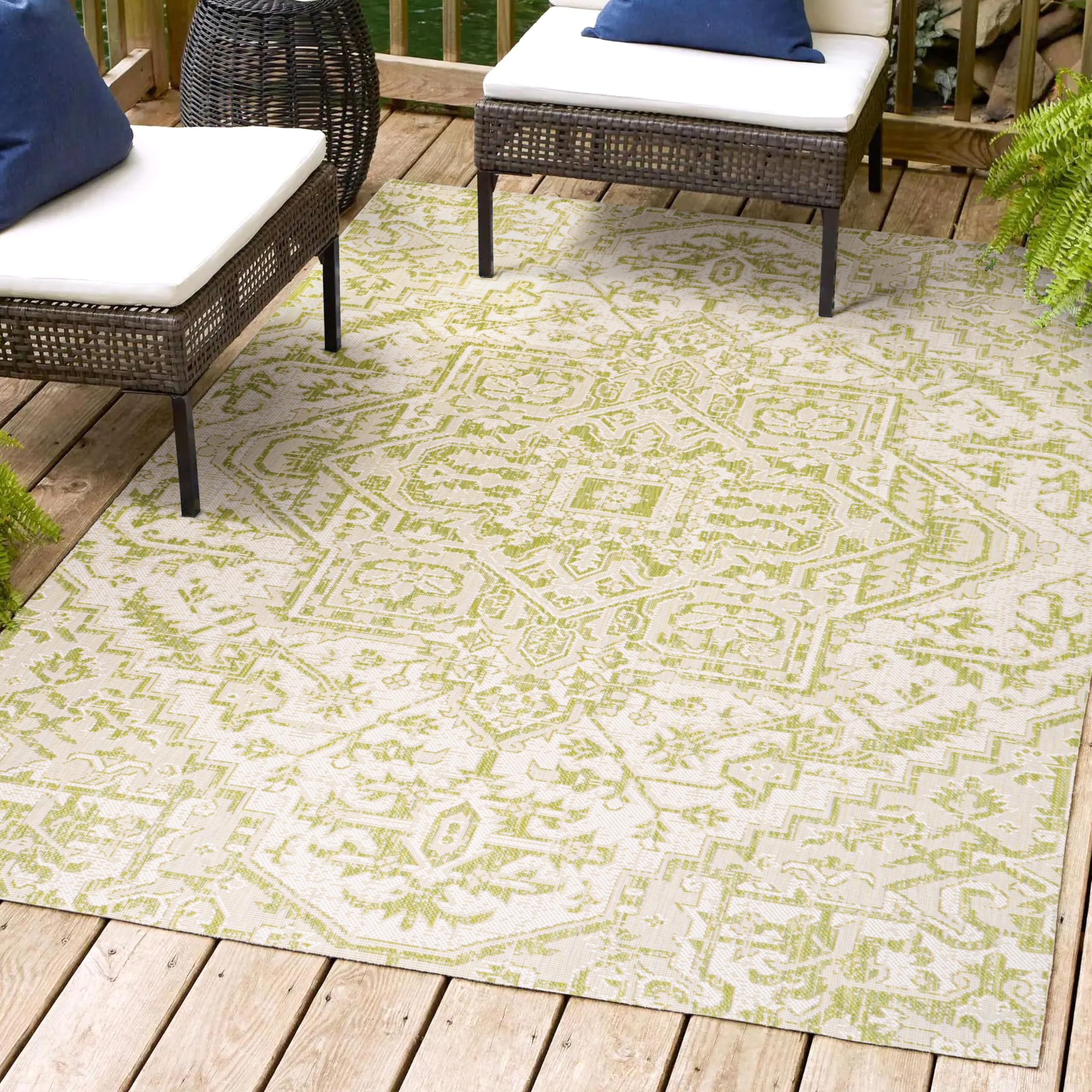 Jonathan Y Smb105E-4 Estrella Bohemian Medallion Textured Weave Indoor Outdoor Area Rug, Coastal,Traditional,Transitional Easy C