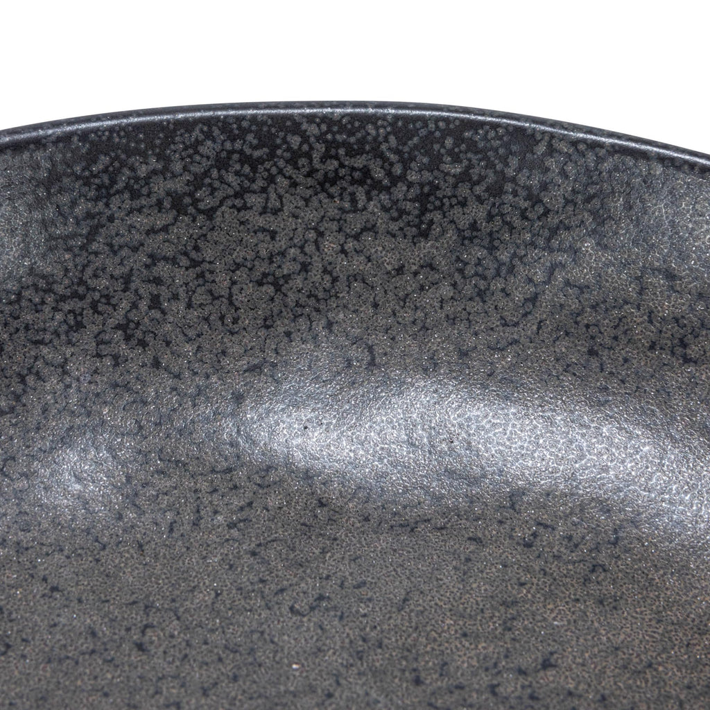 Creative Co-Op Stoneware Handle And Base, Black Reactive Glaze Bowl, 8'' L X 8'' W X 3.75'' H