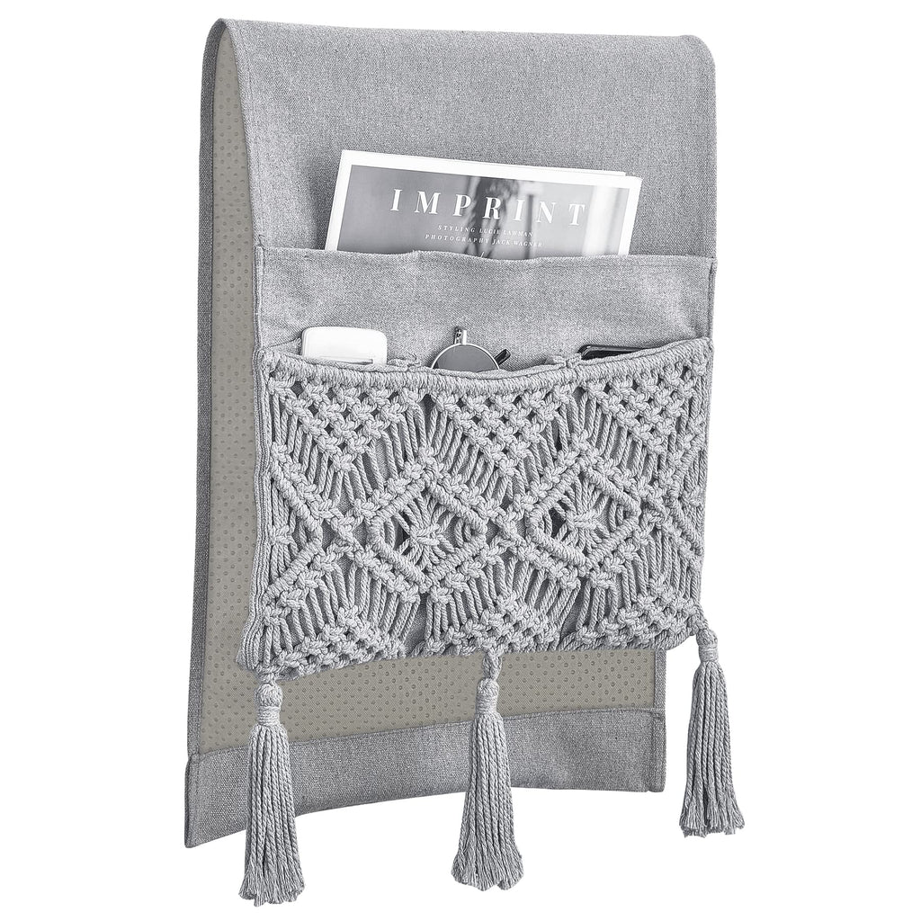 Mkono Macrame Sofa Armrest Organizer Remote Control Holder Magazine Storage Basket Bed Couch Chair Arm Bedside Caddy For Tv Remo