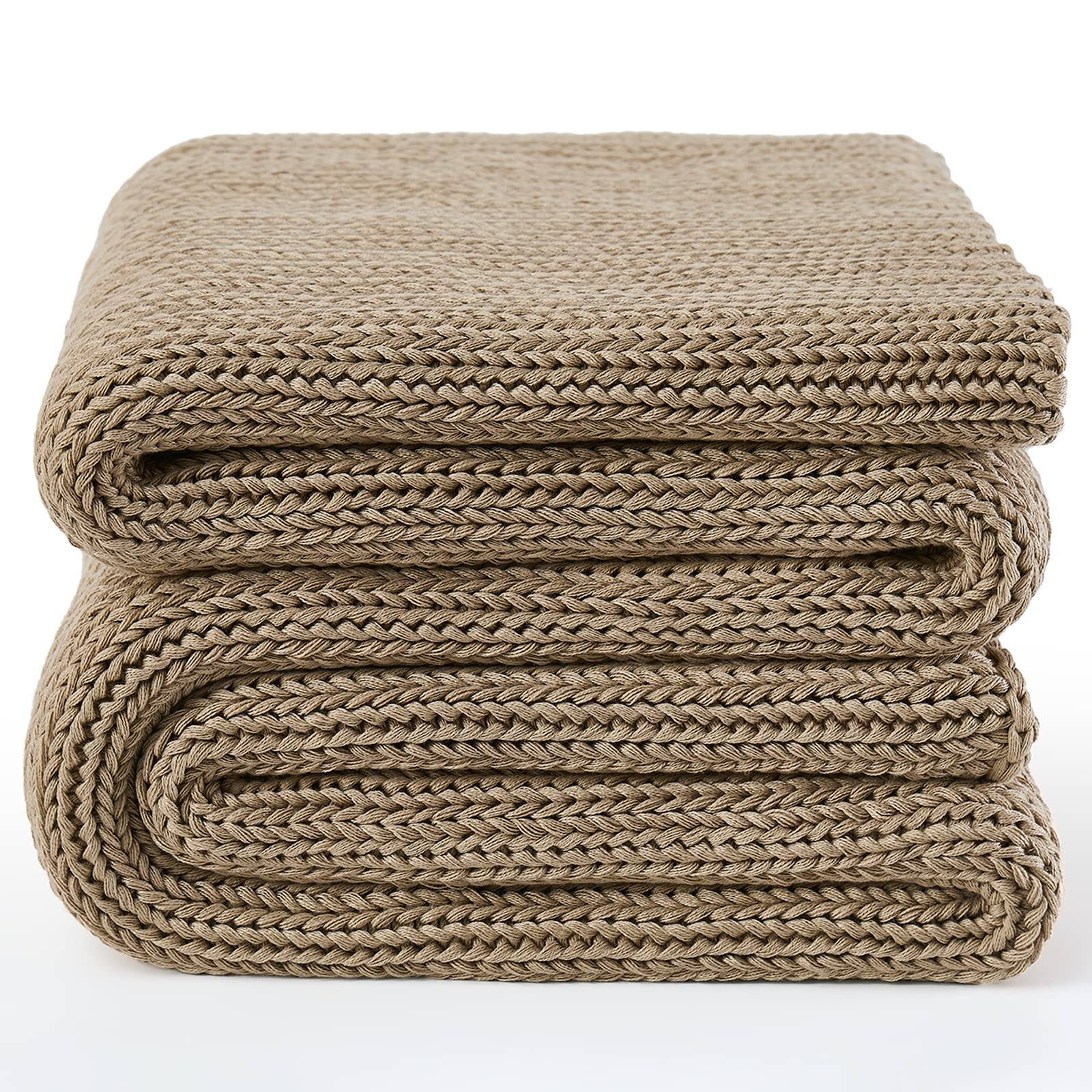 Guohaoi Knitted Weighted Blanket(Beige 50''x60'' 5lbs),Home D  cor Cooling Throw Blanket for Hot Sleepers,Hand Made Chunky Knit 