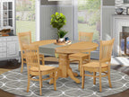 East West Furniture AVVA5-OAK-W 5 Piece Dinette Set for 4 Includes an Oval Dining Table with Butterfly Leaf and 4 Dining Room Chairs, 42x60 Inch, Oak