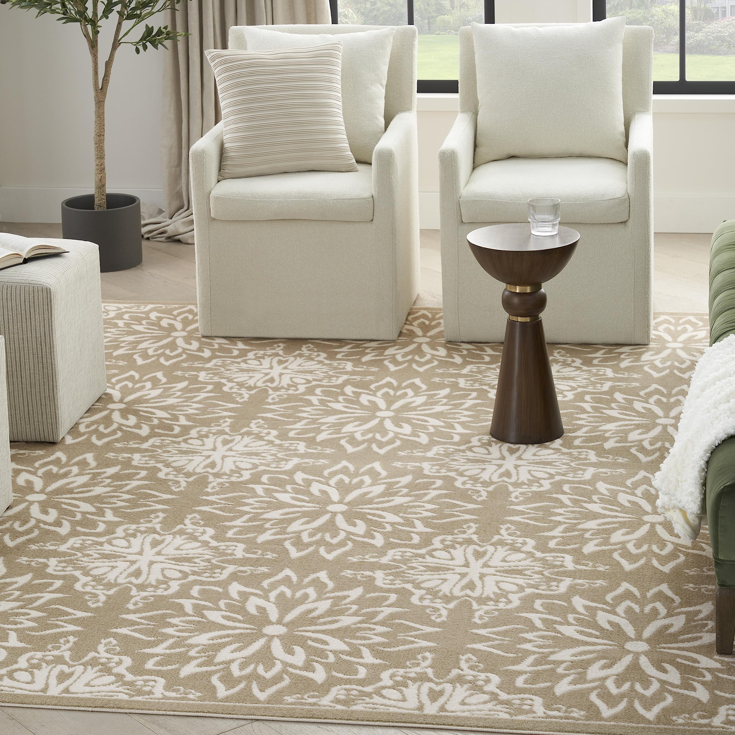 Nourison Jubilant Farmhouse Taupe 710 x 910 Area Rug, Easy Clean, Non Shedding, Bed Room, Living Room, Dining Room, Kitchen (8