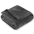 PAVILIA Soft Fleece Dark Grey Throw Blanket for Couch, Lightweight Plush Warm Blankets for Bed, Fuzzy Cozy Flannel Blanket Throw