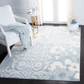SAFAVIEH Adirondack Collection Area Rug - 8 x 10, Grey & Ivory, Floral Glam Damask Distressed Design, Non-Shedding & Easy Care
