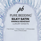 Satin Sheets Twin [3-Piece, Baby Blue] Hotel Luxury Silky Bed Sheets - Extra Soft 1800 Microfiber Sheet Set, Wrinkle, Fade, Stai