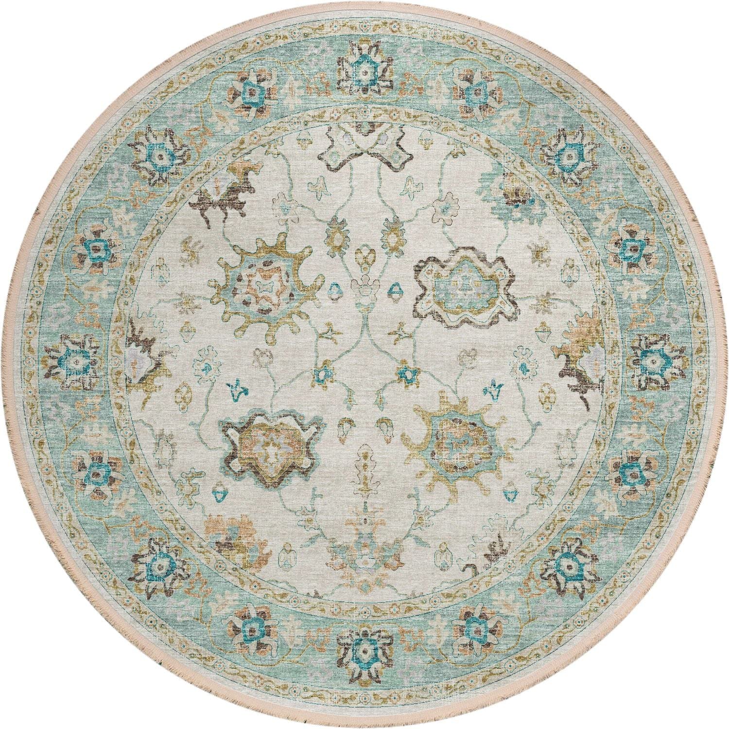 Marbella Mb6 Ivory Traditional Rug Round 6' X 6'