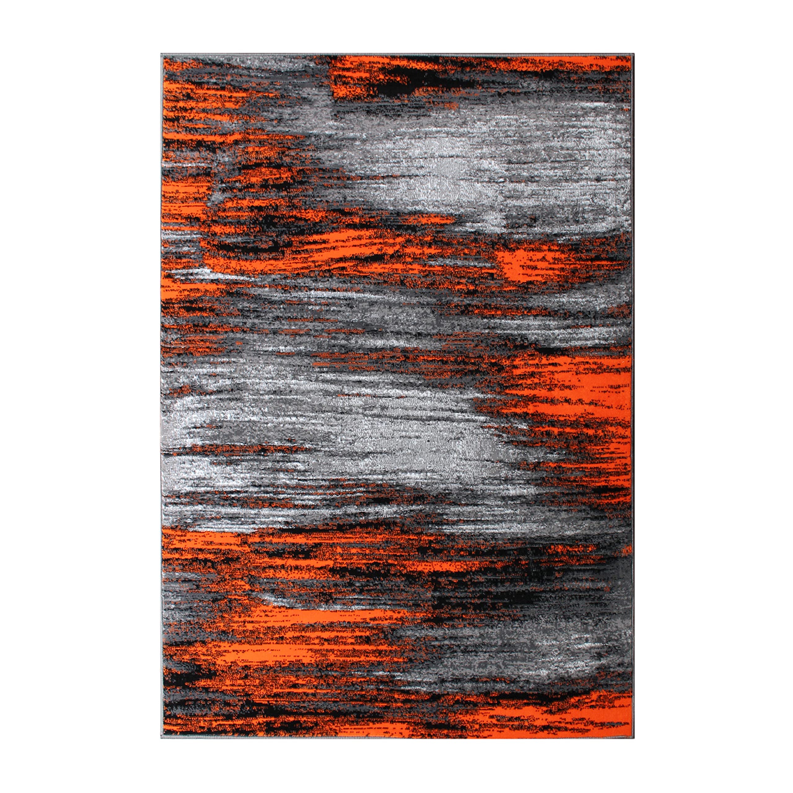 Flash Furniture Rylan Collection Abstract Area Rug - Scraped Design Orange Olefin Rug - 5' X 7' Area Rug - Jute Backing - Living Room, Bedroom, & Family Room