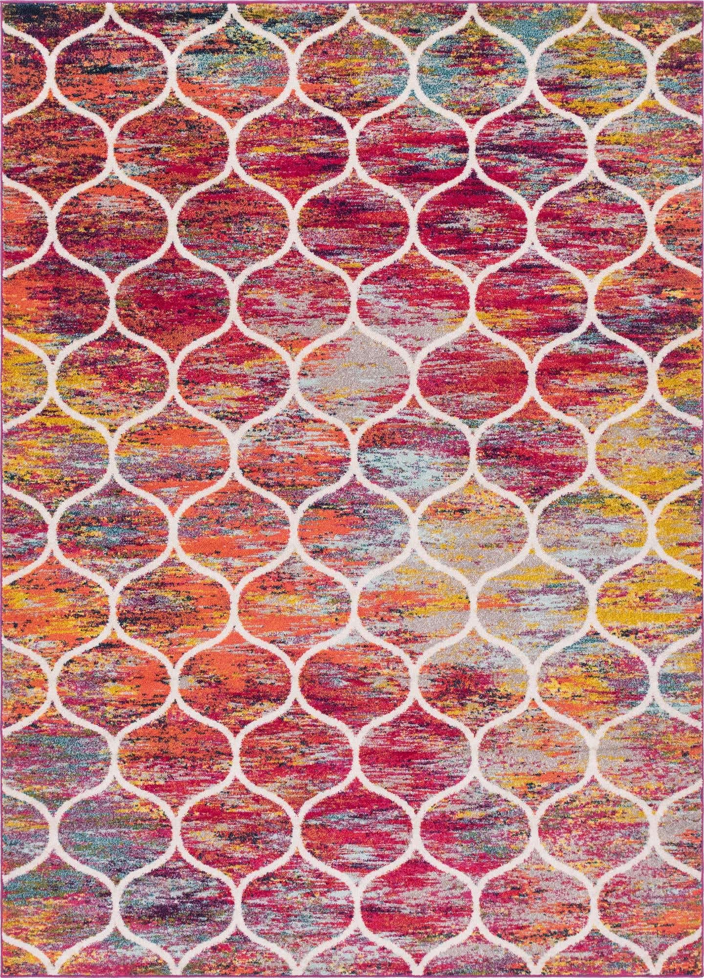Unique Loom Trellis Frieze Collection Area Rug - Rounded (8' x 11', Multi/ Black)