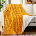 Pavilia Mustard Yellow Sherpa Fleece Throw Blanket For Couch, Soft Plush Fuzzy Blankets, Fluffy Flannel Sherpa Blanket For Sofa,