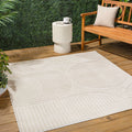 Jonathan Y Scn104B-5Sq Nordby High-Low Geometric Arch Scandi Striped Ivory/Cream 5' Square Indoor/Outdoor Area Rug, Pet Friendly