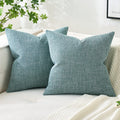 Miulee Pack Of 2 Decorative Throw Pillow Covers Linen Burlap Square Solid Farmhouse Modern Concise Throw Cushion Case Pillowcase For Sofa Car Couch 20X20 Inch Teal
