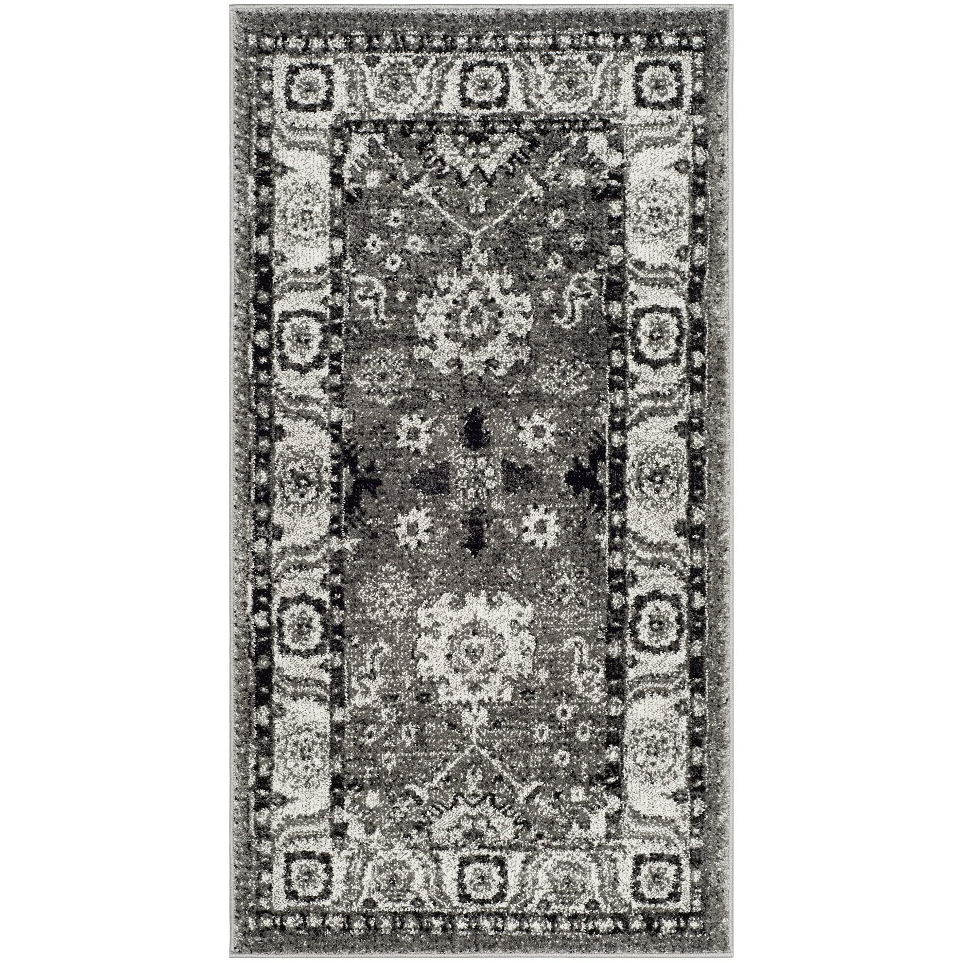 SAFAVIEH Vintage Hamadan Collection Accent Rug - 4 x 6, Grey & Black, Oriental Persian Design, Non-Shedding & Easy Care, Ideal