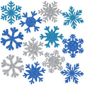 Seajan 200 Pcs Winter Snowflake Cutouts Christmas Snowflake Cutouts Blue Glitter Paper Decorations Winter Silver Cut Outs for Ho