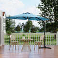 Garvee 10FT Cantilever Patio Umbrella with Solar Lights, 360 Rotation Offset Umbrella, Easy Crank & Tilt Adjustment, UV Protecti