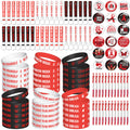 WATINC Red Ribbon Week Accessories Bulk - 144Pcs Drug Free Red Ribbon Week Awareness Set with 36 Silicone Bracelets 36 Keychains