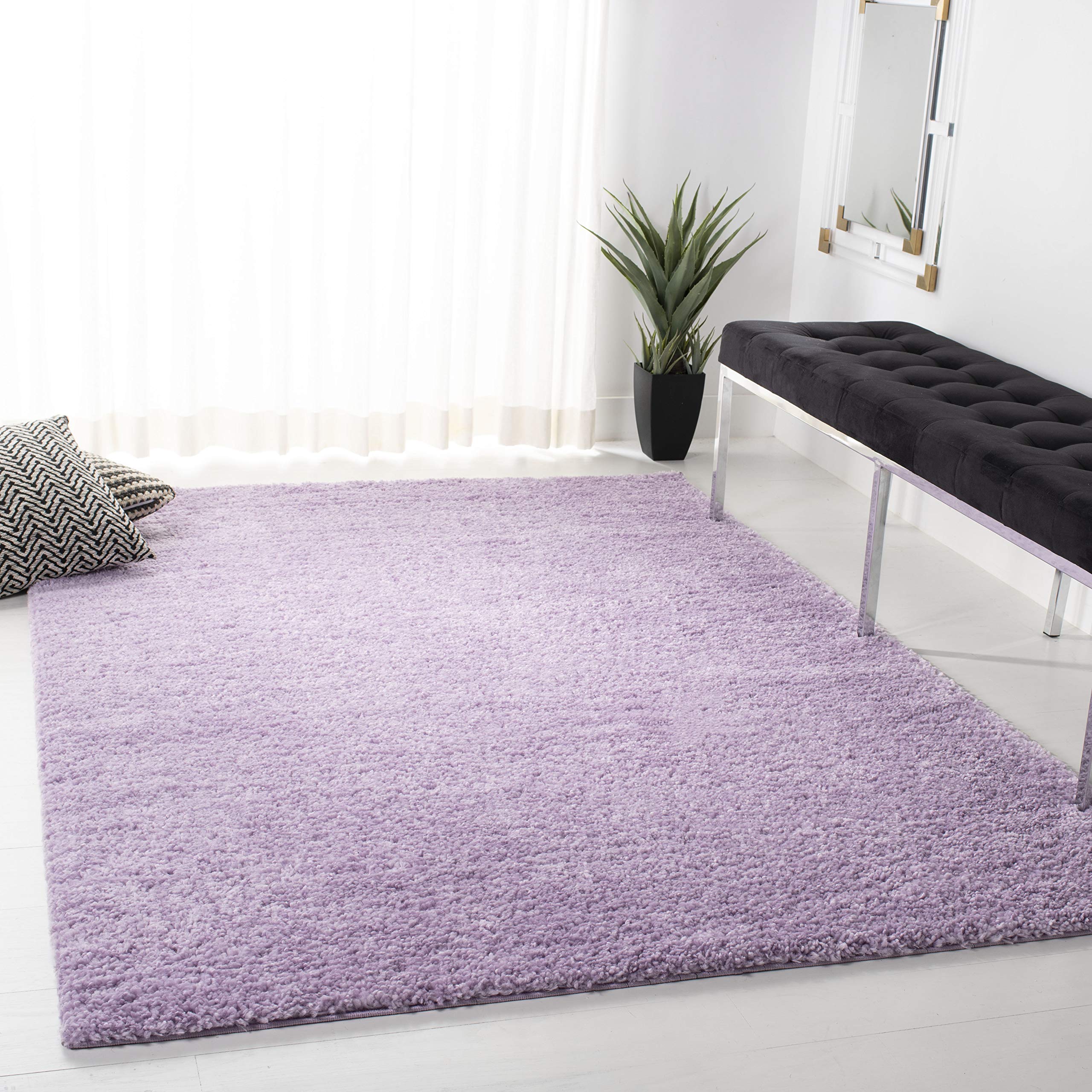 SAFAVIEH August Shag Collection Area Rug - 4 Square, Lilac, Solid Design, Non-Shedding & Easy Care, 1.2-inch Thick Ideal for Hi
