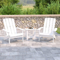 Flash Furniture Charlestown Commercial 2 Chair and Side Table Adirondack Set - White Poly Resin - Weather Resistant