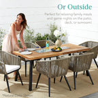 Best Choice Products 6-Person Indoor Outdoor Acacia Wood Dining Table, Picnic Table W/Powder-Coated Steel, 350 Pound Capacity Legs - Taupe