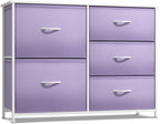 Sorbus Kids Dresser With 5 Drawers - Storage Chest Organizer Unit With Steel Frame, Wood Top & Handles, Tie-Dye Fabric Bins For Clothes - Wide Furniture For Bedroom Hallway Kids Room Nursery & Closet