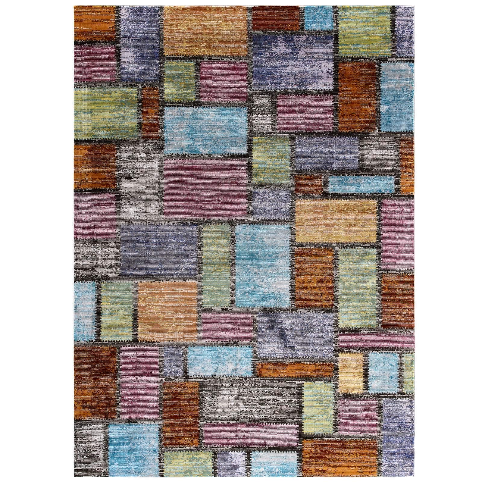 Modway Success Nyssa Abstract Geometric Mosaic Area Rug, 8X10, Multicolored