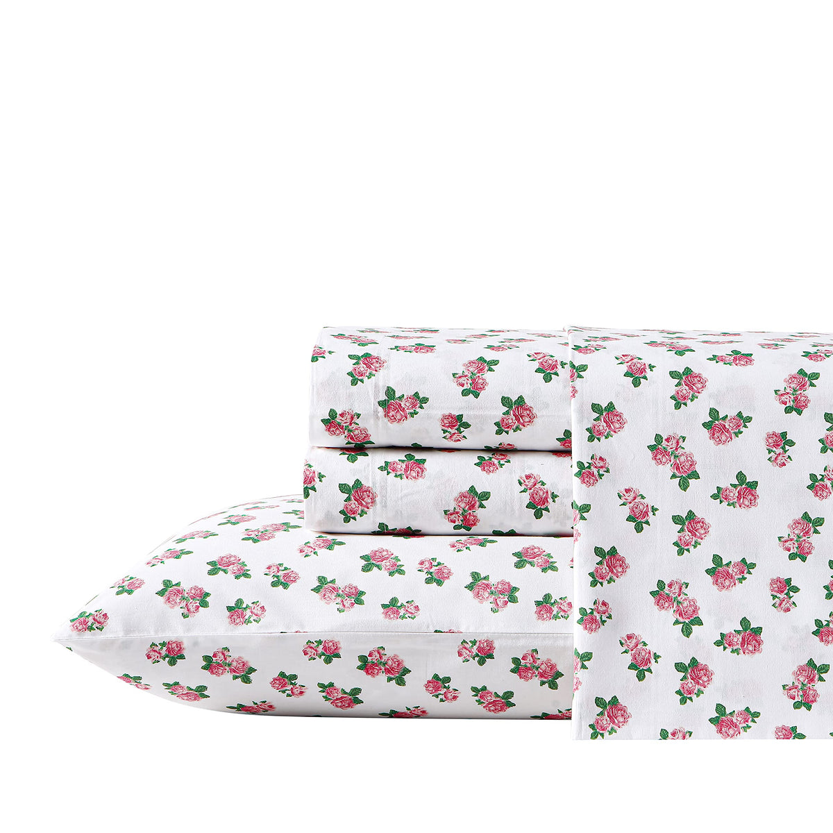 Betsey Johnson- Queen Sheet Set, Cotton Percale Bedding Set, Crisp & Cool, Lightweight & Breathable (Teeny Tiny Roses, Queen)