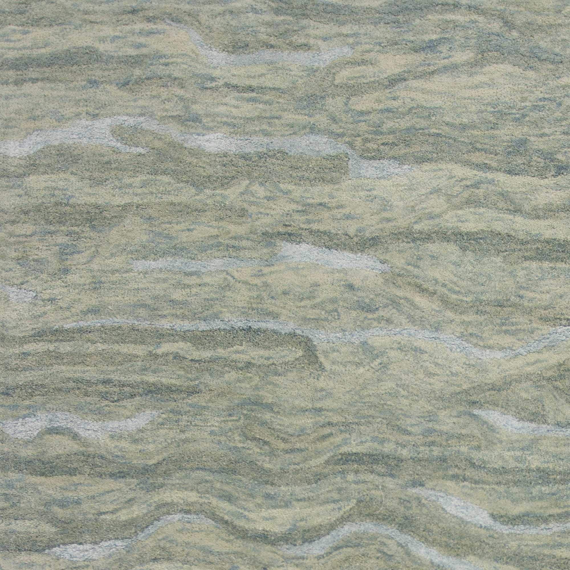HomeRoots 3'X5' Seafoam Blue Hand Tufted Abstract Indoor Area Rug