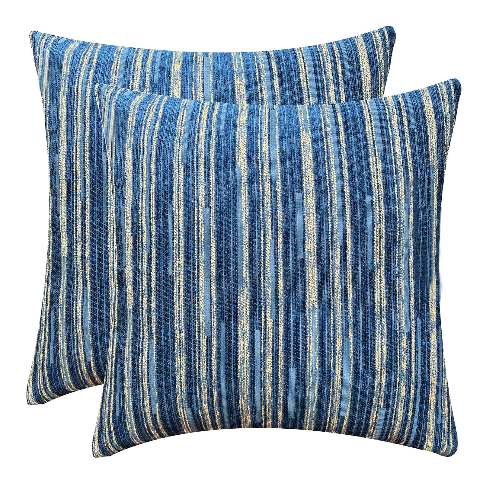 Yeiotsy Pack Of 2, Modern Striped Throw Pillow Covers Bohemia Cushion Covers Home Decoration (Navy Blue, 18 X 18 Inches)
