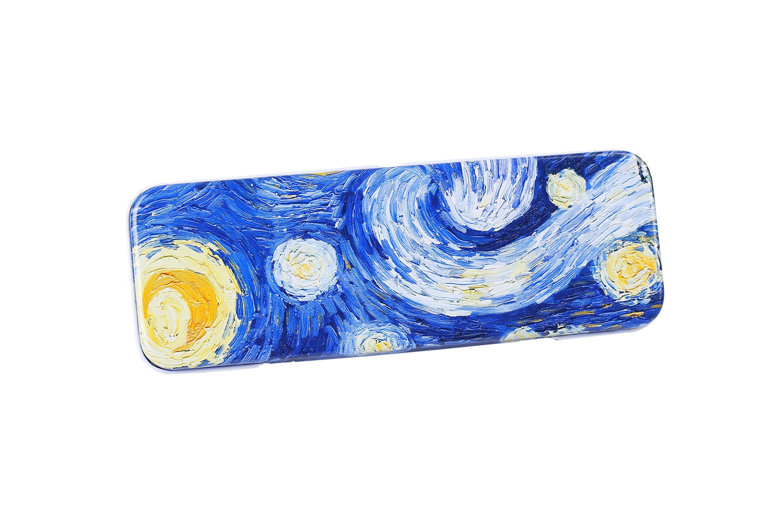 Daho Tin Pencil Box With World Famous Arts For School, Office, Home, Makeup Storage (Starry Night)