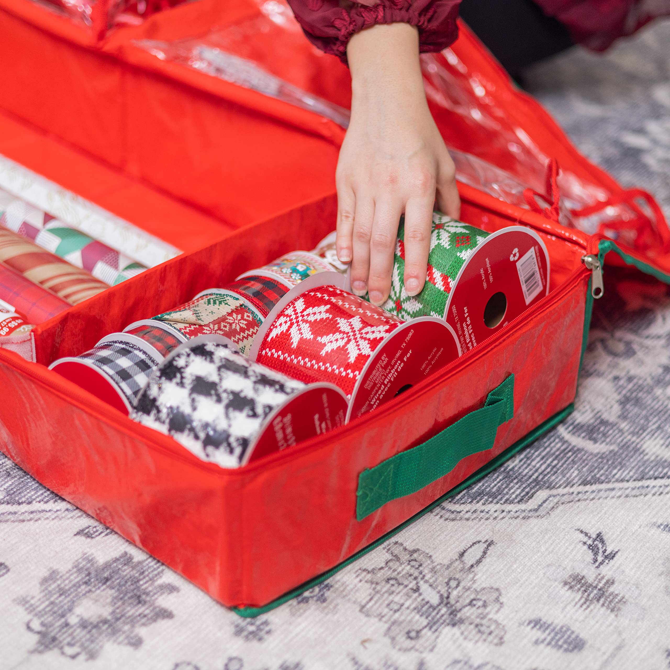 Handy Laundry Gift Wrap Storage Organizer, Easily Organize Wrapping Paper, Ribbons, Bows, Scissors, Fits 18-24 Standard Rolls, K