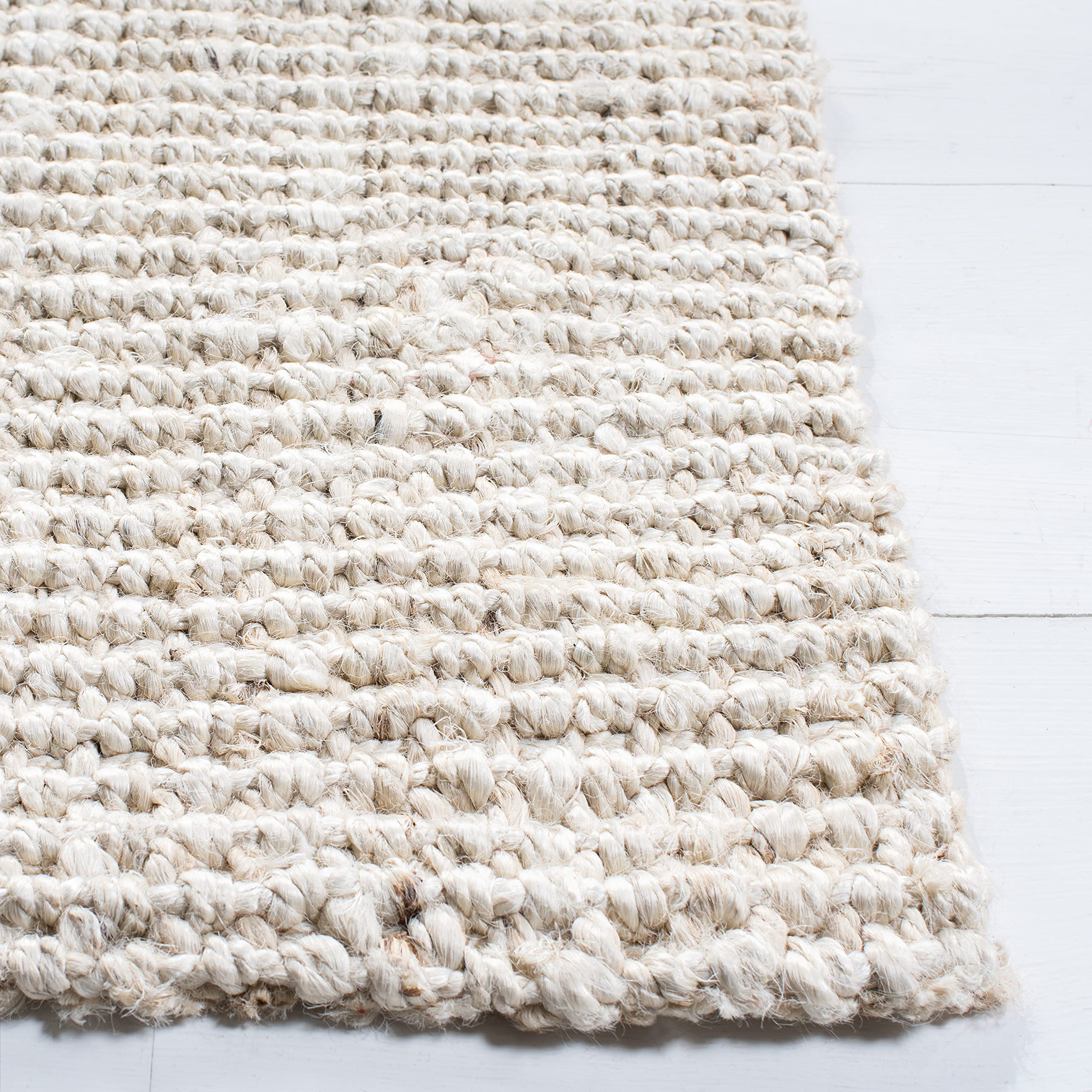 Safavieh Natural Fiber Collection Area Rug - 5' X 8', Bleach & Ivory, Handmade Farmhouse Jute, Ideal For High Traffic Areas In L