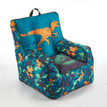 Idea Nuova Jurassic World 2 Kids Nylon Bean Bag Chair with Piping & Top Carry Handle, Blue, 18 H x 18 W