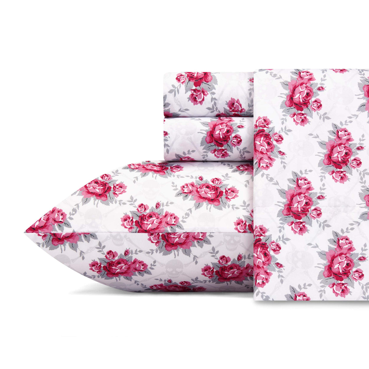 Betsey Johnson - Full Sheets, Soft & Lightweight Bedding, Fade & Wrinkle Resistant (Skull Rose Trellis, Full)