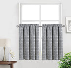 Shunjie.Home Kitchen Curtains 24 Inch Cafe Curtain Tiers Boho Linen Textured Short Curtains For Bathroom Farmhouse Small Window
