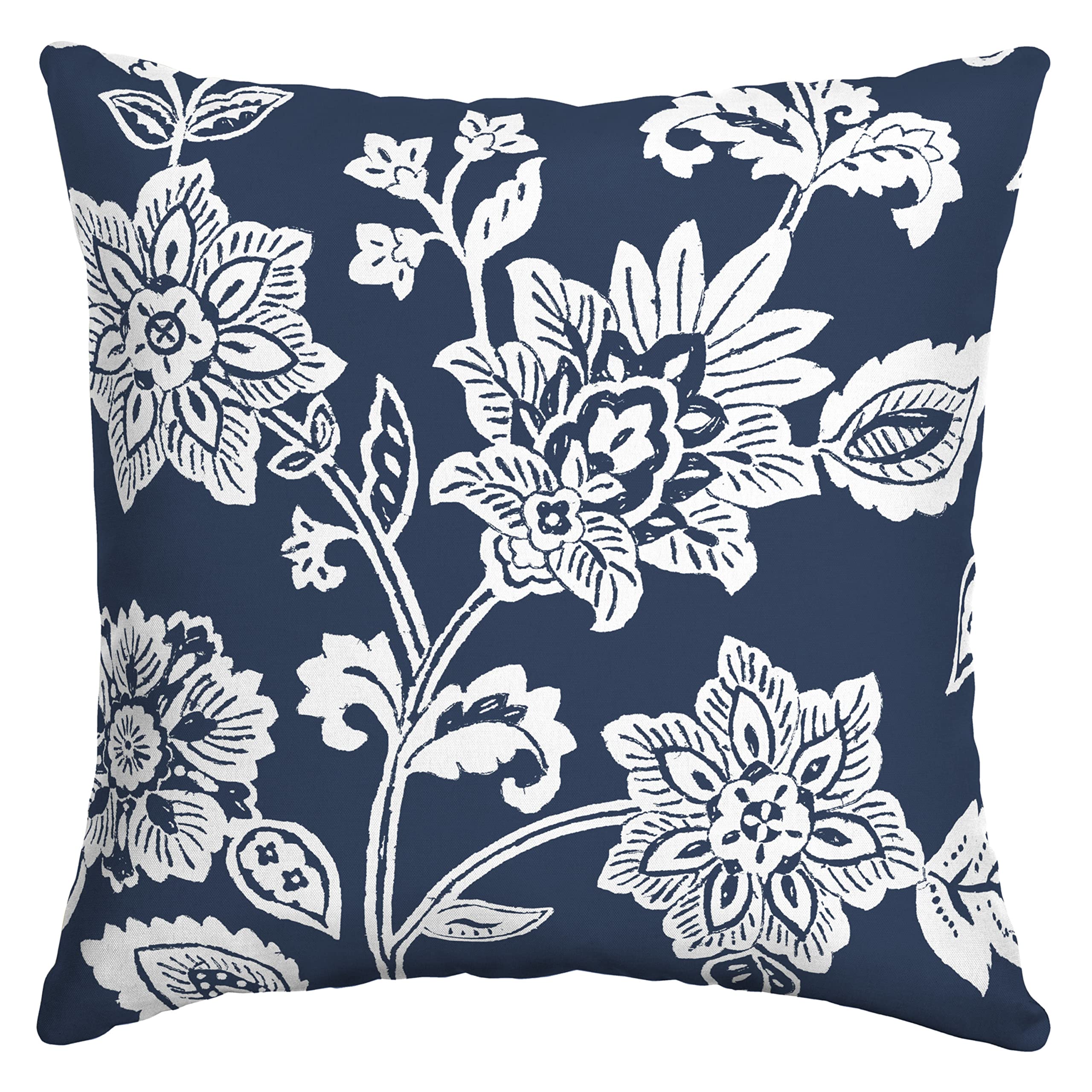 Arden Selections Outdoor Toss Pillow, 16 X 16, Rain-Proof, Fade Resistant 16 X 16, Sapphire Blue Ashland Jacobean